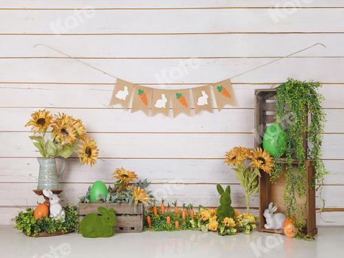 Kate Wooden Sunflower Rabbit Spring/Easter Backdrop for Photography Designed by Jia Chan Photography - Kate Backdrop AU