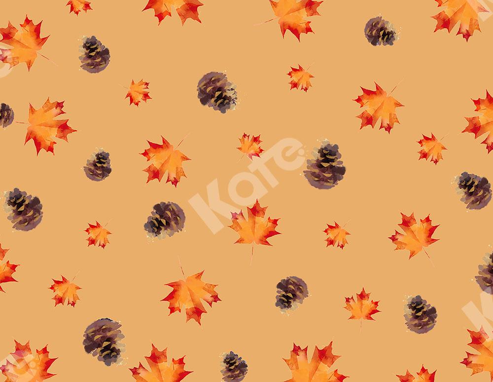 Kate Fall Backdrop Maple Leaves Pinecone Designed by Chain Photography