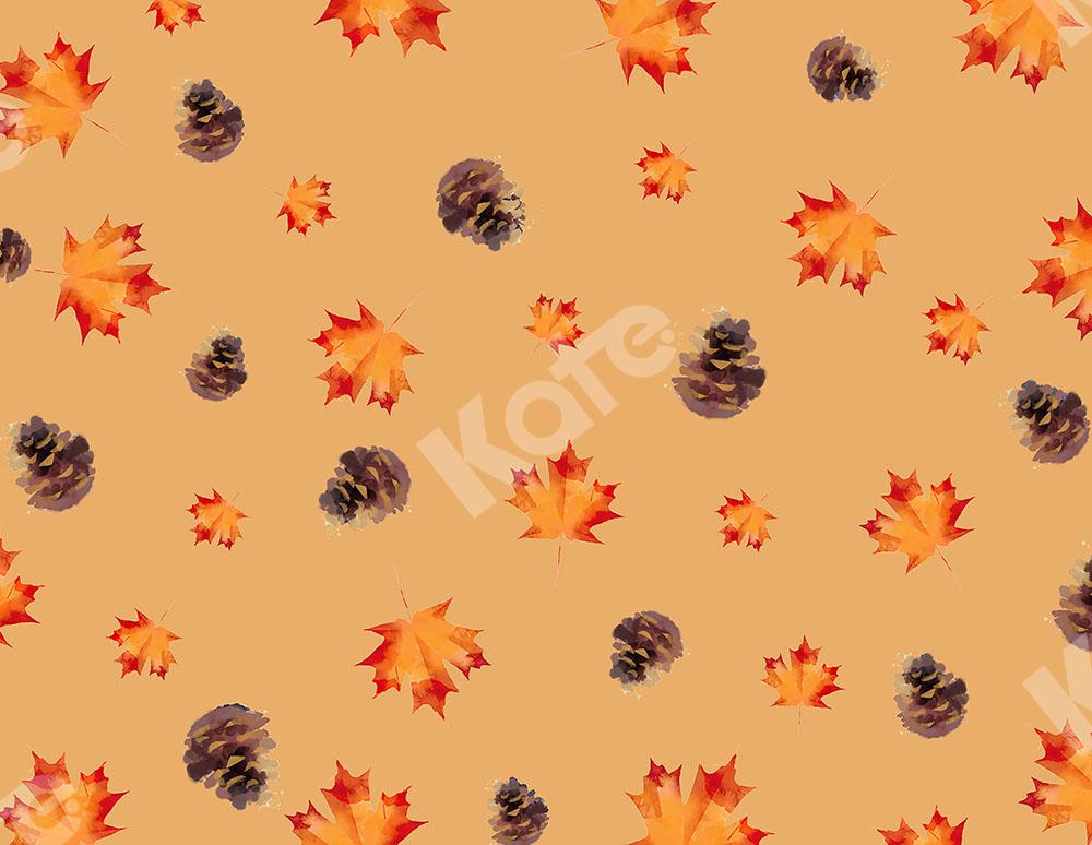 Kate Fall Backdrop Maple Leaves Pinecone Designed by Chain Photography - Kate Backdrop AU
