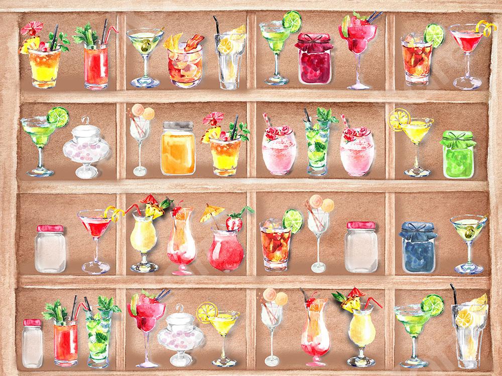 Kate Summer Backdrop Drinks Cabinet Watercolor Designed by GQ - Kate Backdrop AU