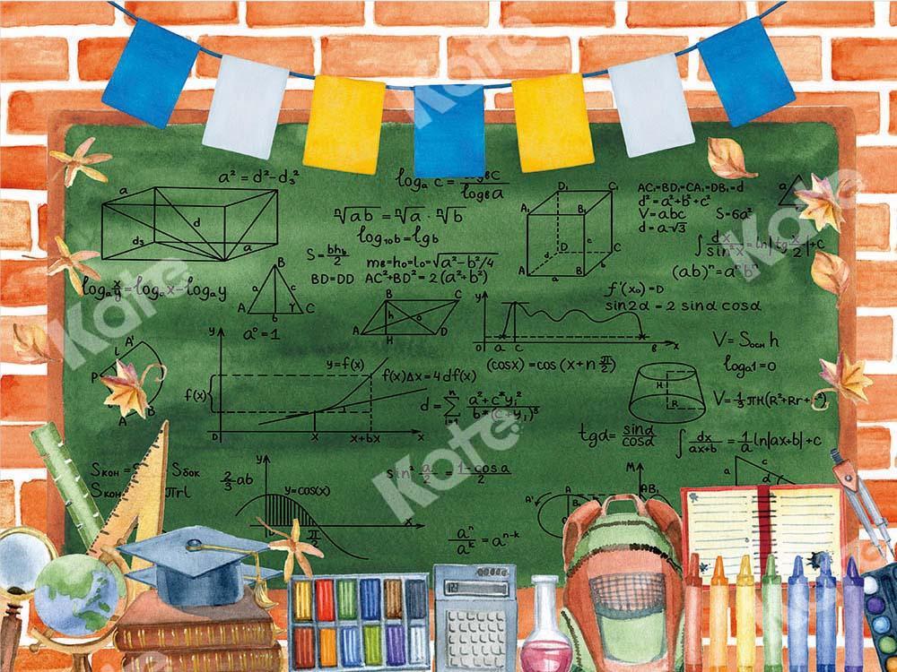 Kate Back to School Backdrop Math Blackboard Designed by Chain Photography - Kate Backdrop AU