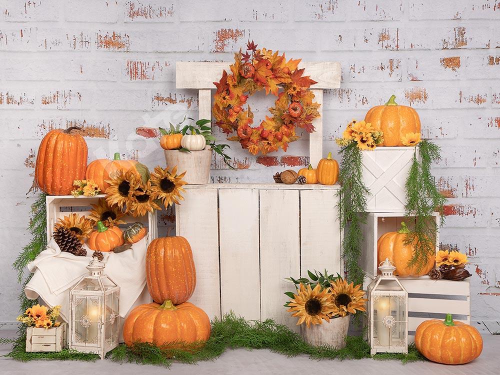 Kate Fall/thanksgiving Pumpkins Stand Backdrop Designed by Emetselch