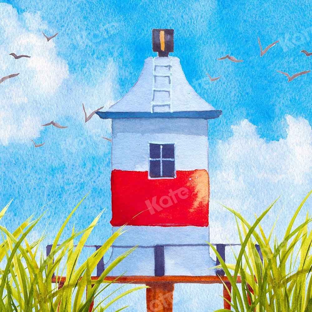 Kate Spring Windmill Blue Sky White Clouds Backdrop Designed by GQ
