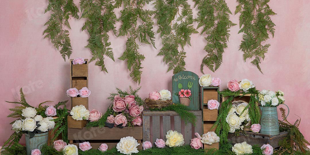 Kate Valentine's Day Roses Vines Pink Backdrop Designed by Emetselch - Kate Backdrop AU