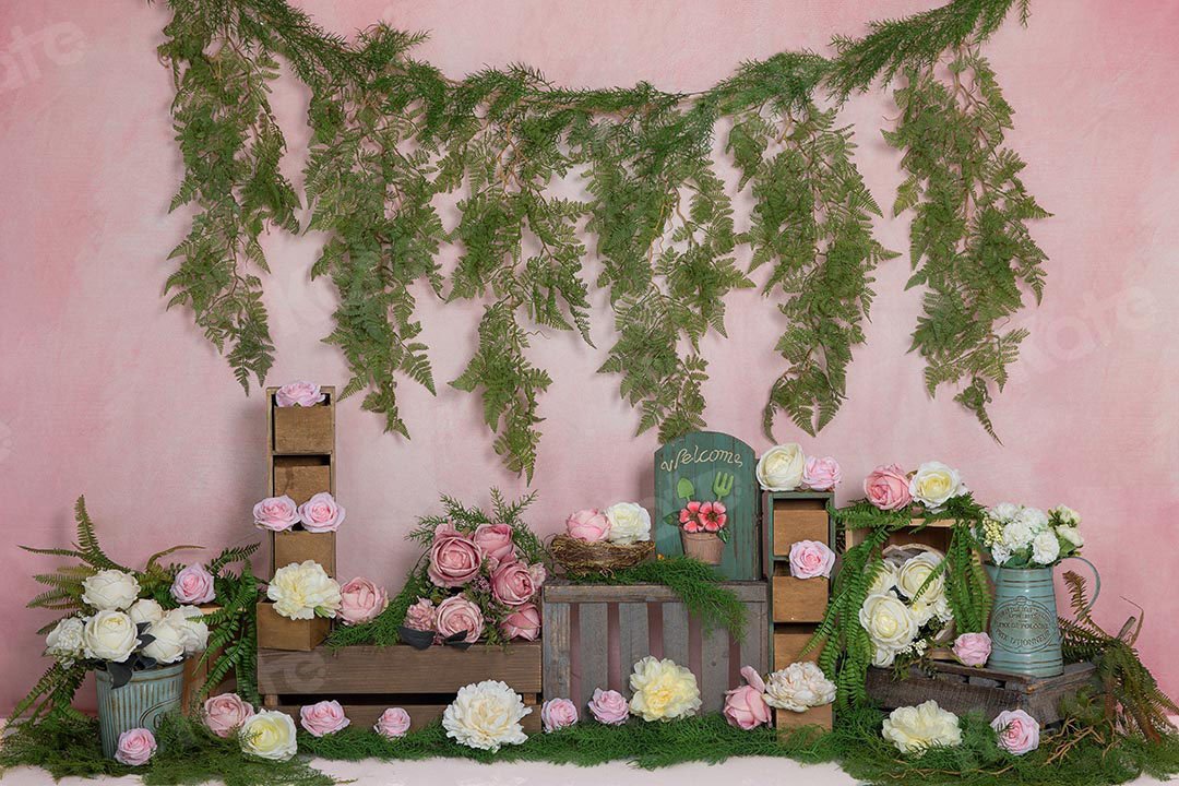 Kate Valentine's Day Roses Vines Pink Backdrop Designed by Emetselch - Kate Backdrop AU