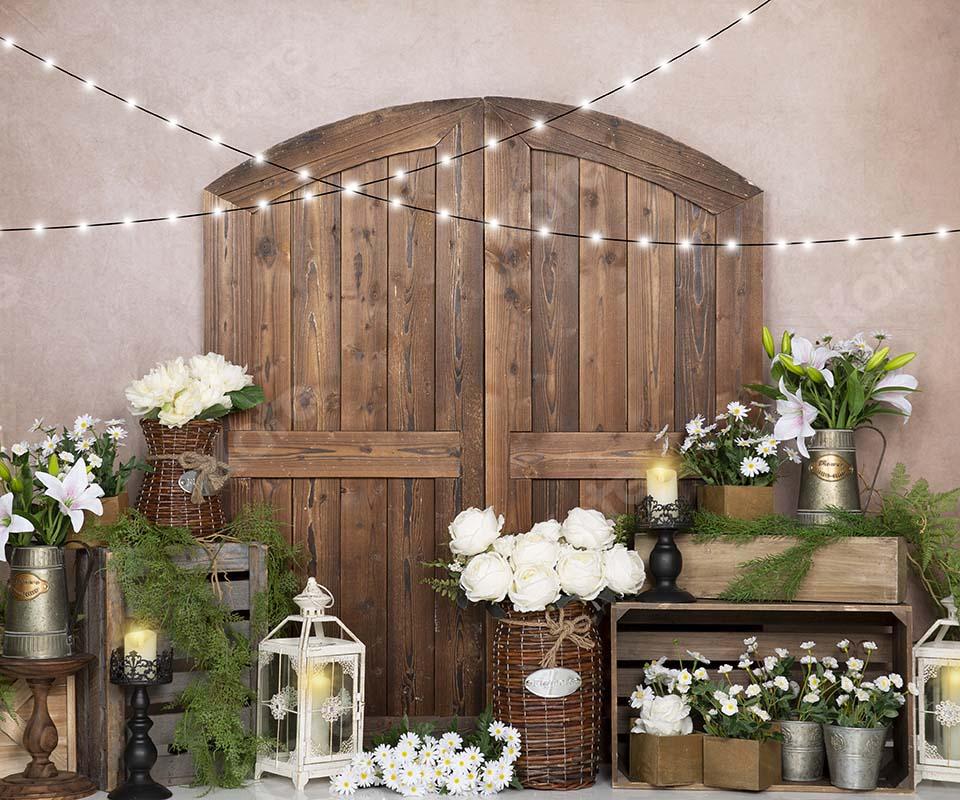 Kate Spring White Rose Flowers Door Pink Backdrop Designed by Emetselch - Kate Backdrop AU
