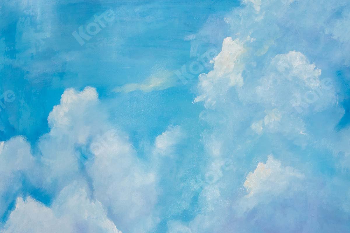Kate Fine Art Blue Sky White Clouds Cake Smash Backdrop Designed by GQ