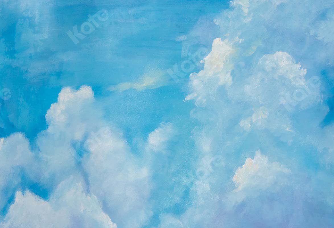Kate Fine Art Blue Sky White Clouds Cake Smash Backdrop Designed by GQ - Kate Backdrop AU