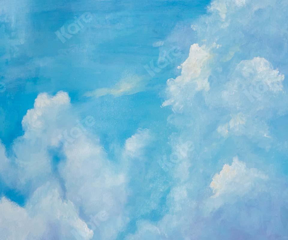 Kate Fine Art Blue Sky White Clouds Cake Smash Backdrop Designed by GQ - Kate Backdrop AU