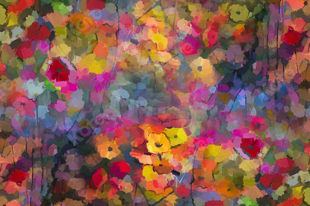 Kate Fine Art Abstract Colorful Florals Backdrop Designed by GQ - Kate Backdrop AU