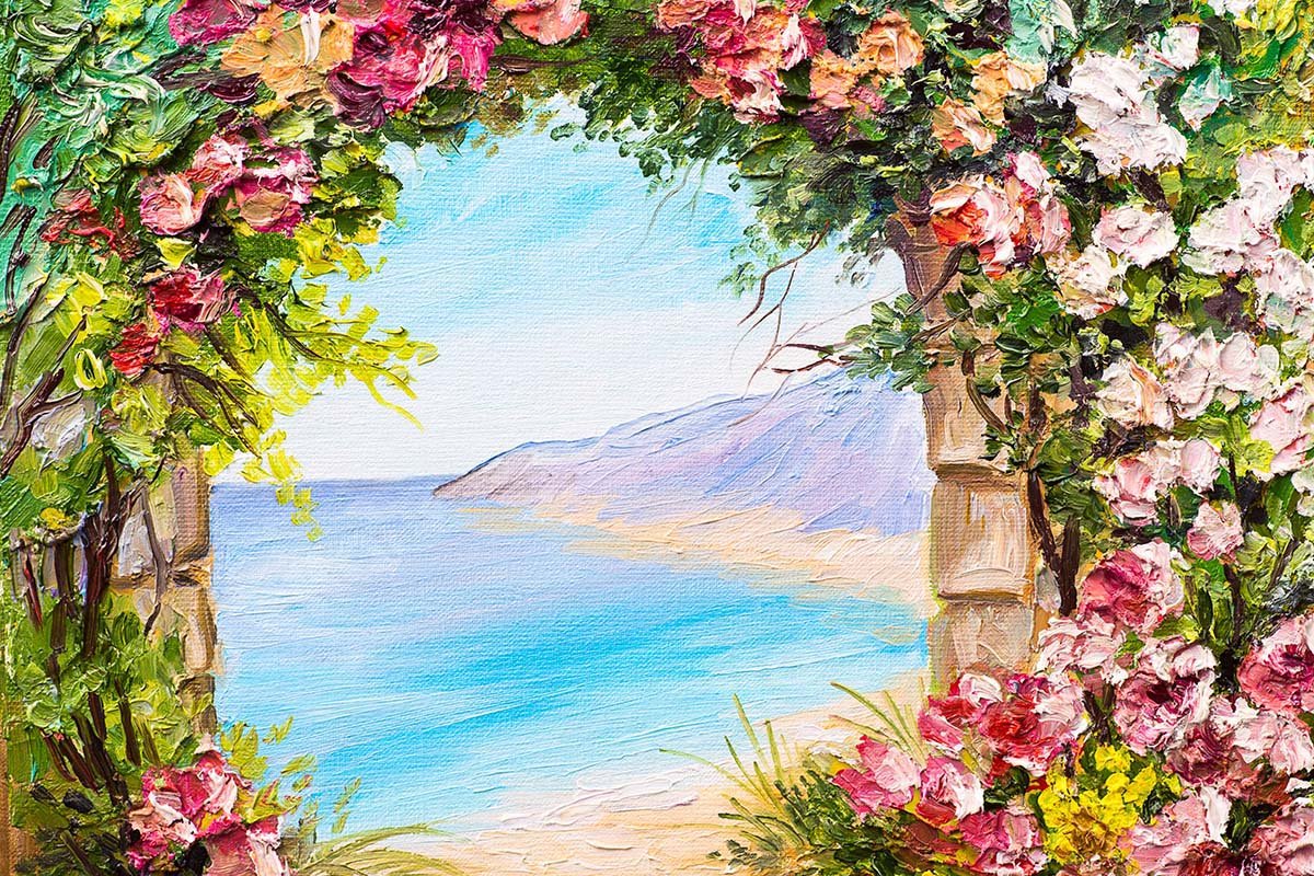 Kate Summer Beach Sea Florals Door Garden Backdrop Designed by GQ - Kate Backdrop AU