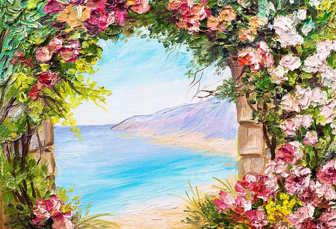 Kate Summer Beach Sea Florals Door Garden Backdrop Designed by GQ