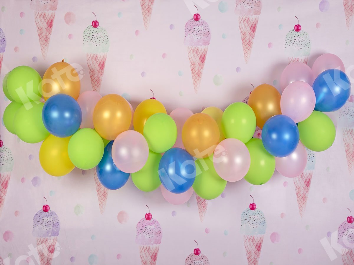 Kate Summer Ice Cream Balloons Cake Smash Backdrop Designed by Jia Chan Photography