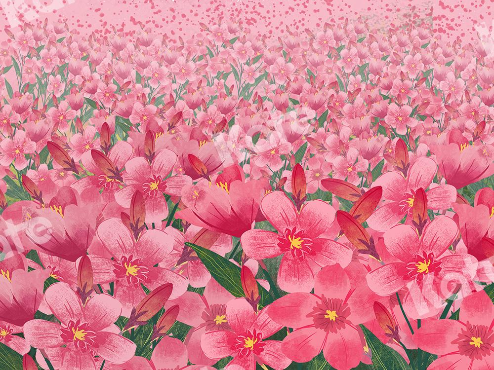 Kate Florals Backdrop Pink Flowers Field Designed by GQ