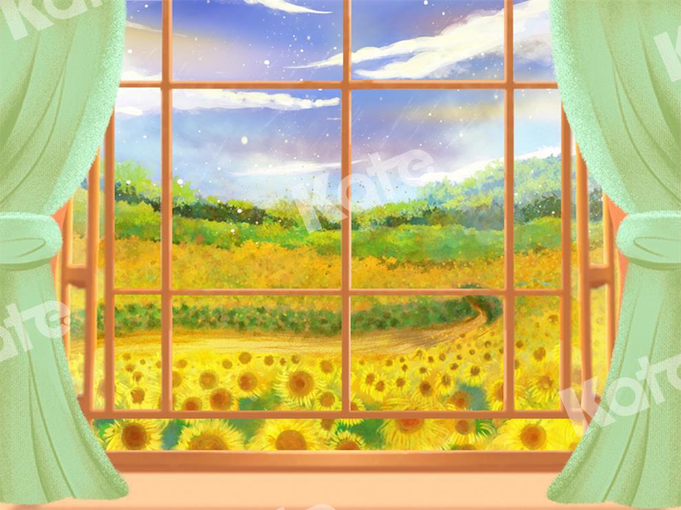 Kate Window Backdrop Sunflowers Field Designed by GQ
