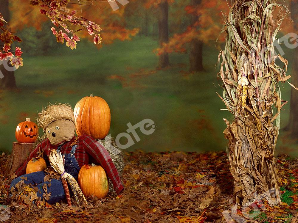 Kate Fall Backdrop Scarecrow Pumpkins Designed by Emetselch - Kate Backdrop AU