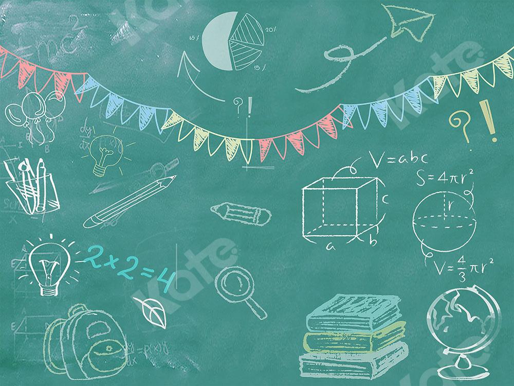 Kate Back to School Backdrop Green Blackboard Designed by Chain Photography - Kate Backdrop AU