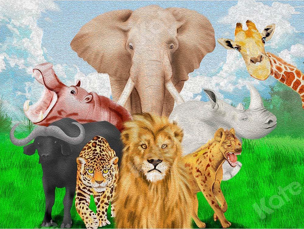 Kate Animals Backdrop Lion Elephant Giraffe Designed by GQ - Kate Backdrop AU