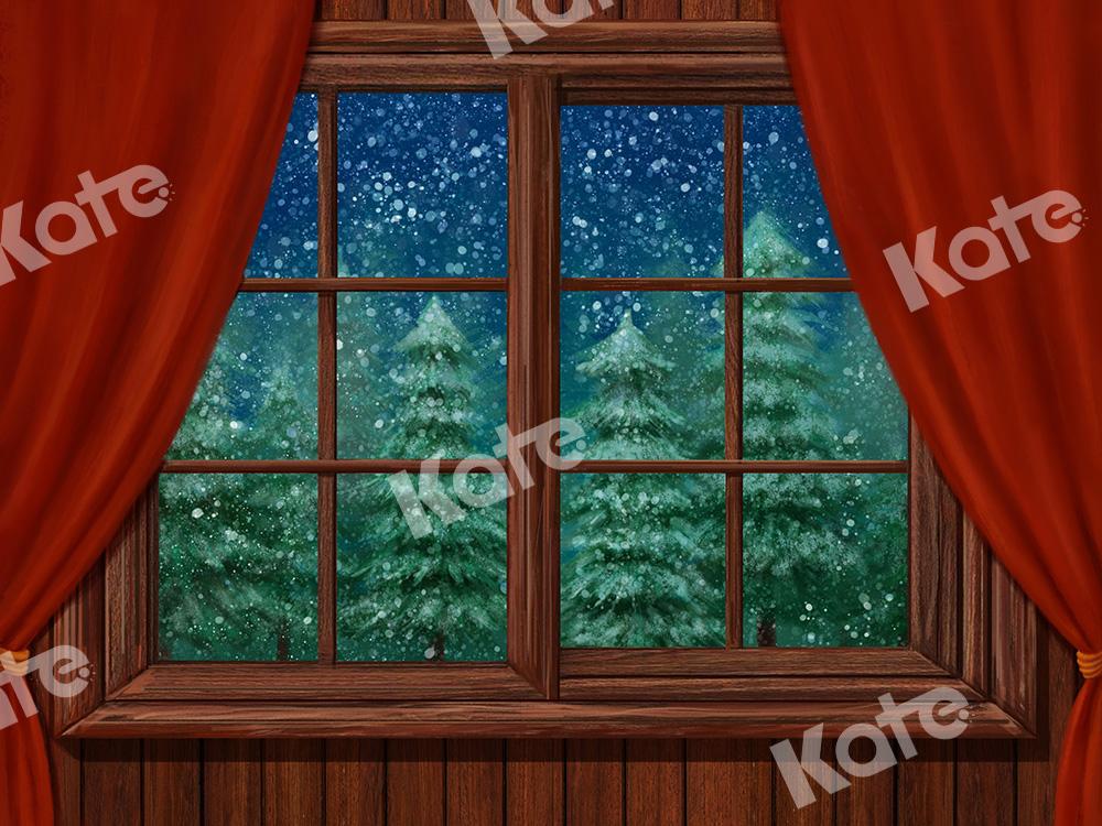 Kate Christmas Window Snow Night Backdrop Designed by Jia Chan Photography - Kate Backdrop AU