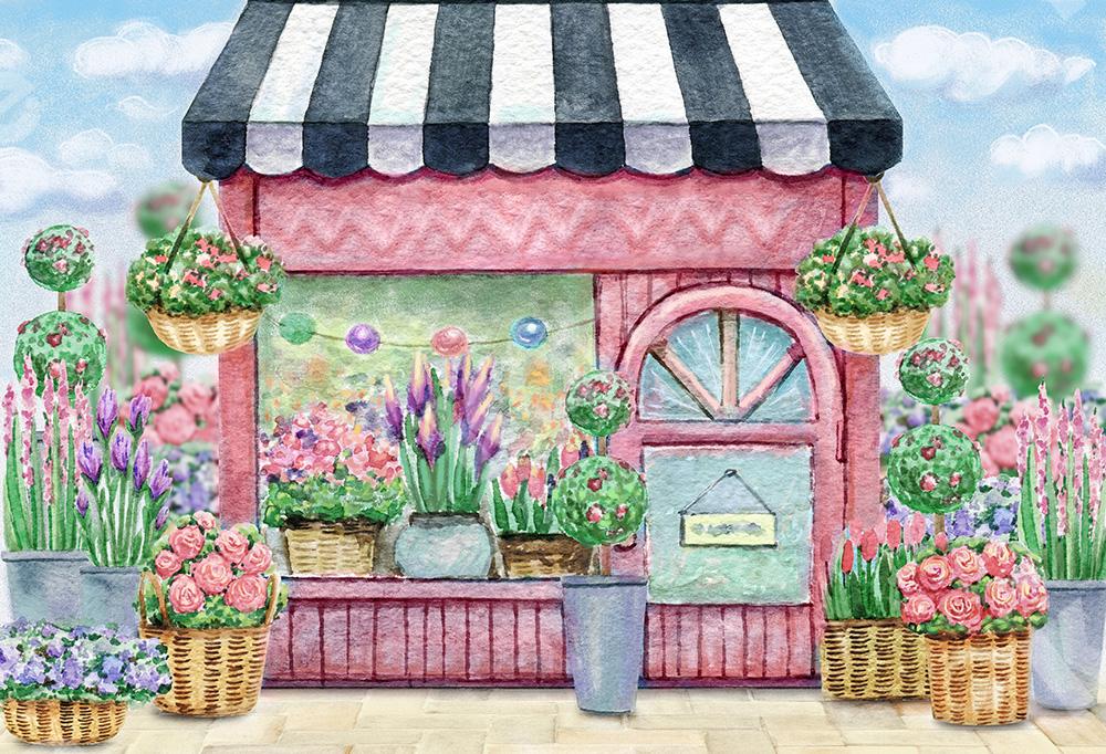 Kate Flower Shop Backdrop Pink for Cake Smash Designed by Jia Chan Photography - Kate Backdrop AU