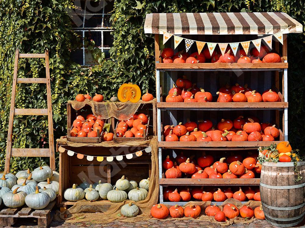 Kate Fall/ Thanksgiving Backdrop Pumpkin Shops Designed by Emetselch - Kate Backdrop AU