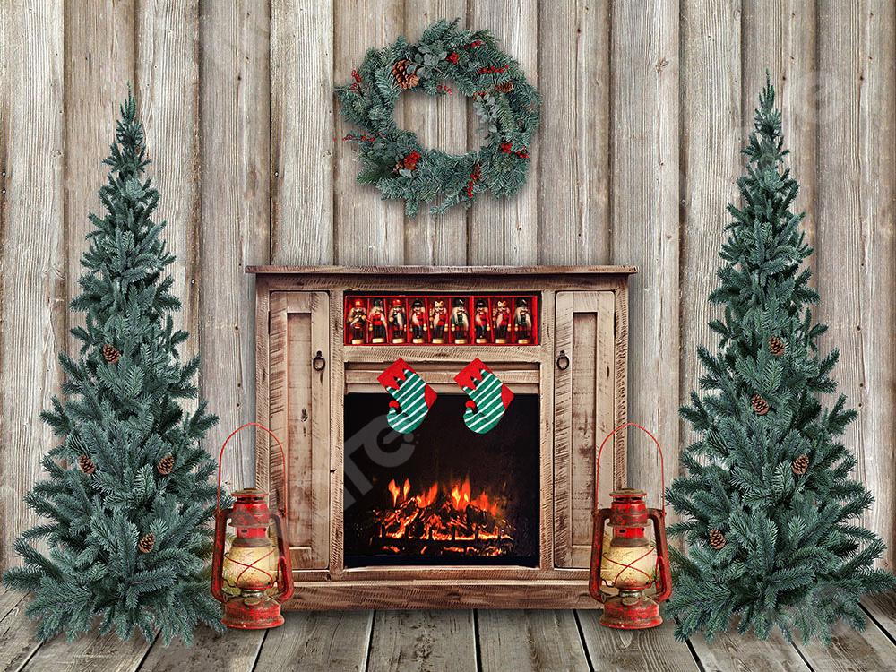 Kate Christmas Backdrop Fireplace Wood  Designed by Emetselch