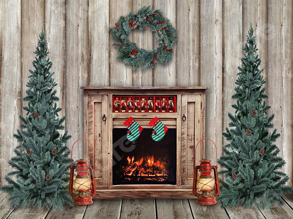 Kate Christmas Backdrop Fireplace Wood  Designed by Emetselch - Kate Backdrop AU