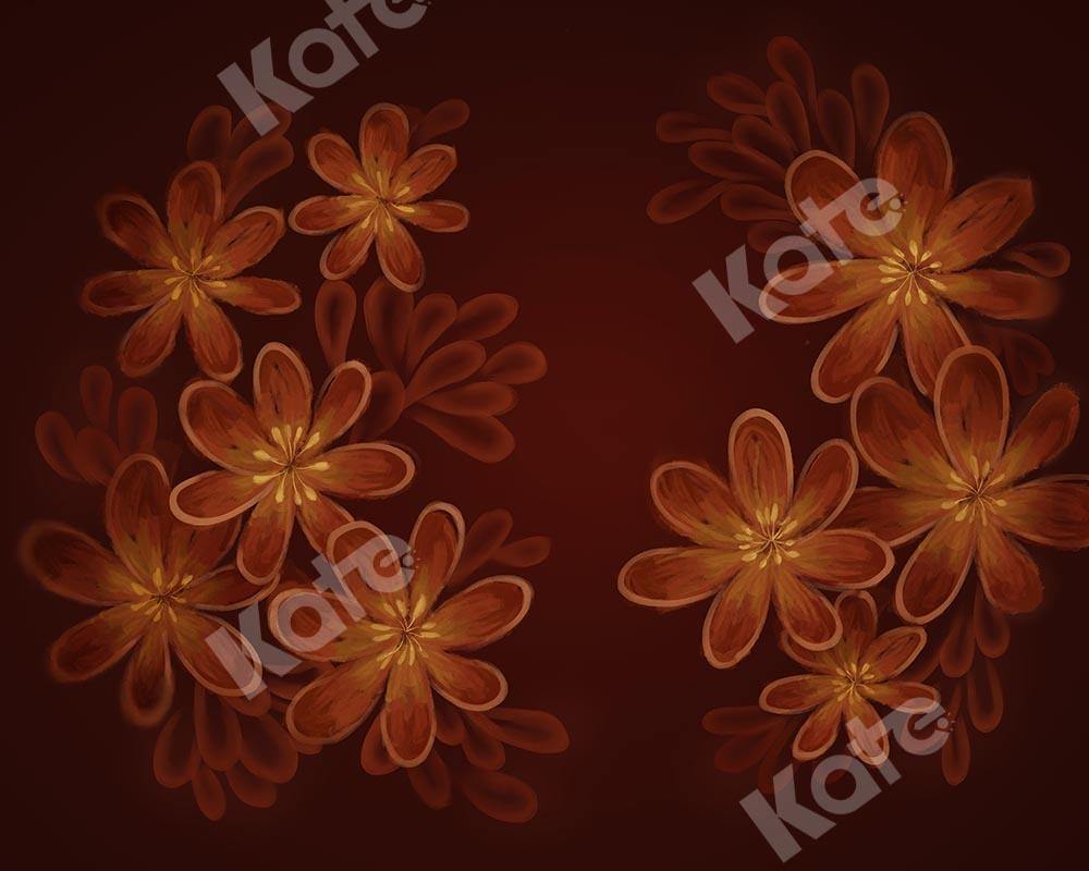 Kate Fine Art Orange Florals Backdrop Designed by Chain Photography