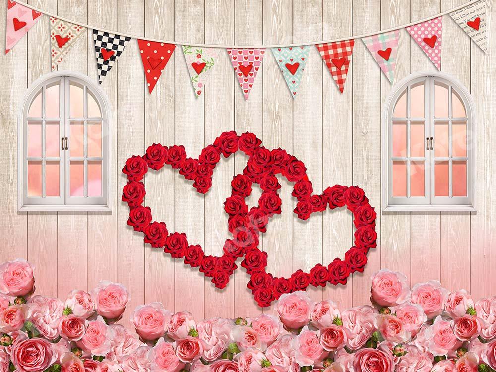 Kate Valentine's Day Rose Window Wood Backdrop Designed by Chain Photography