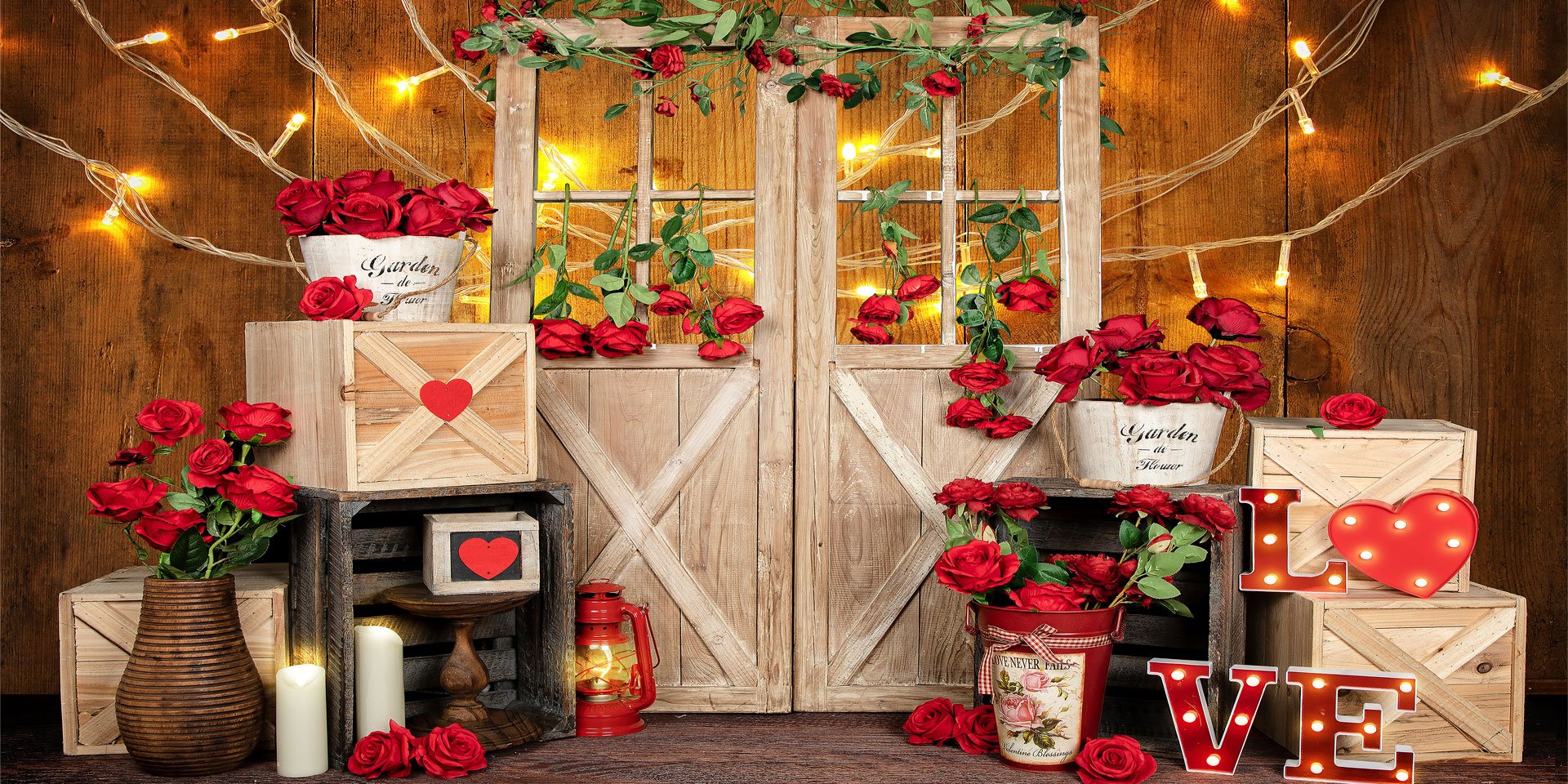 Kate Valentine's Day Roses Lights Backdrop Designed by Emetselch - Kate Backdrop AU