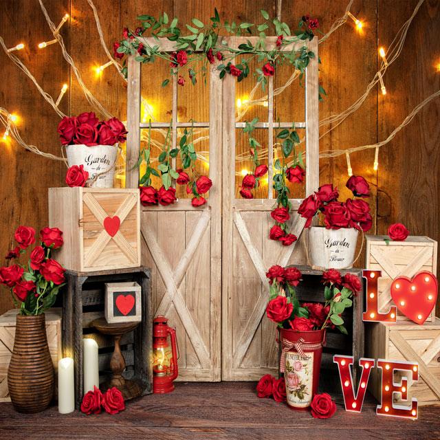 Kate Valentine's Day Roses Lights Backdrop Designed by Emetselch - Kate Backdrop AU