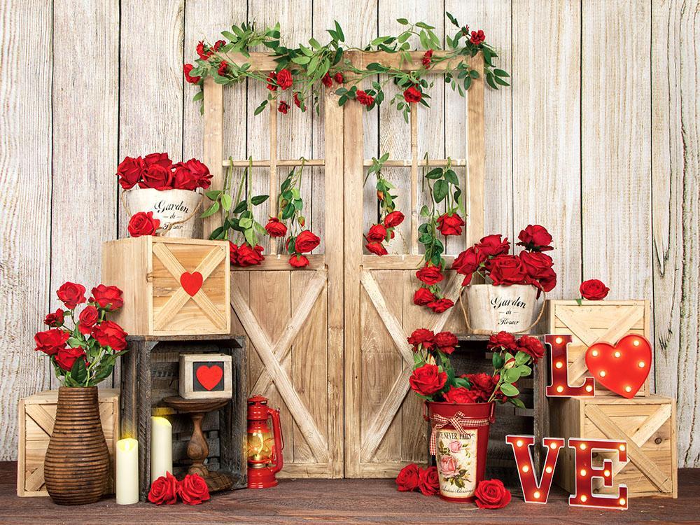 Kate Valentine's Day Roses Door Backdrop Designed by Emetselch - Kate Backdrop AU