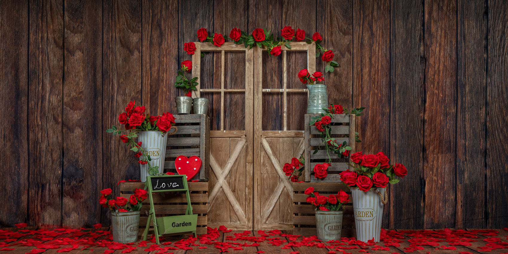 Kate Valentine's Day Rose Wood Door Backdrop Designed by Emetselch - Kate Backdrop AU