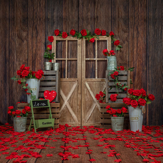 Kate Valentine's Day Rose Wood Door Backdrop Designed by Emetselch