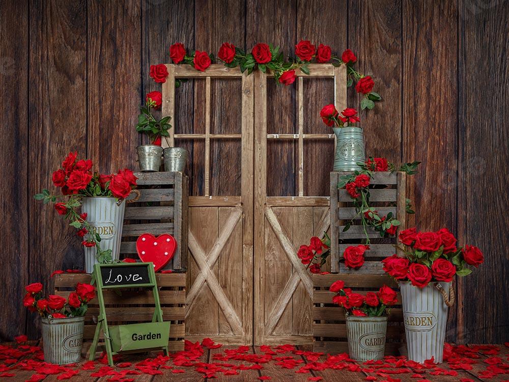 Kate Valentine's Day Rose Wood Door Backdrop Designed by Emetselch - Kate Backdrop AU