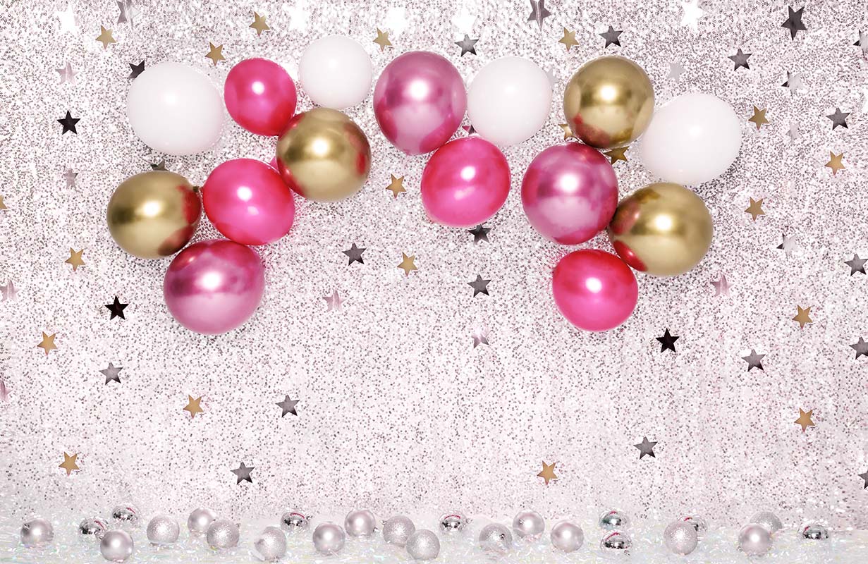 Kate Cake Smash Star Red Balloons Backdrop Designed by Emetselch - Kate Backdrop AU