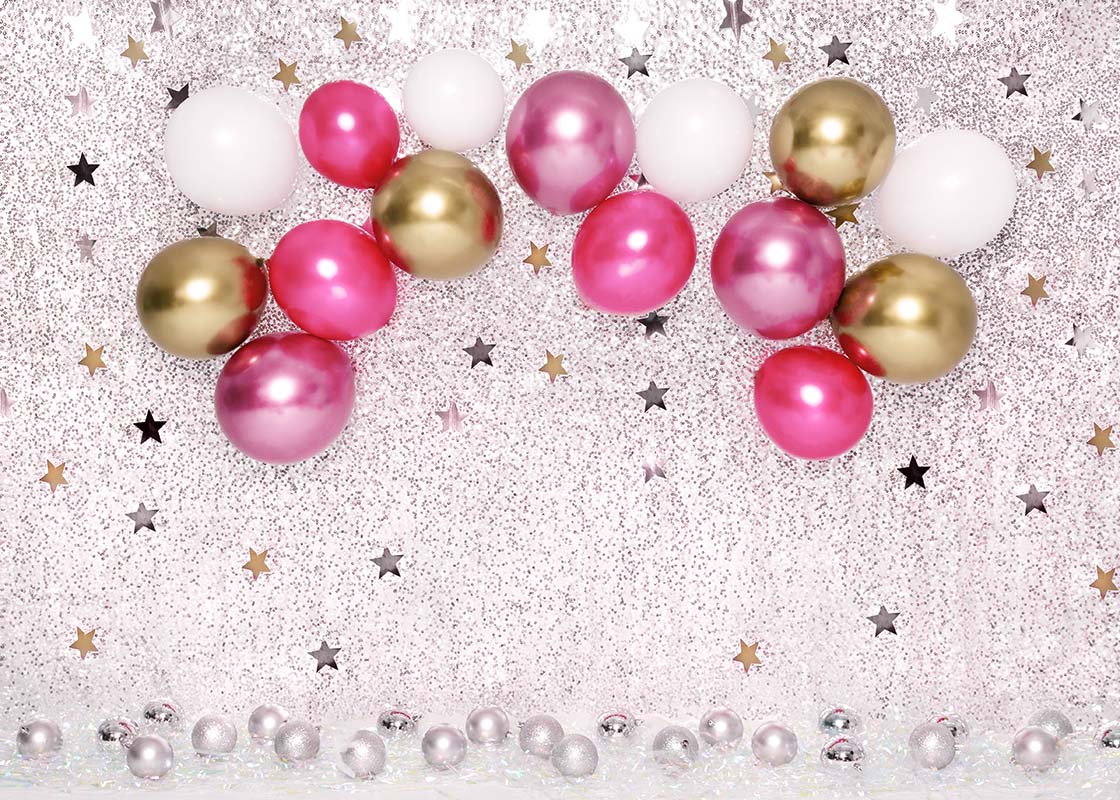 Kate Cake Smash Star Red Balloons Backdrop Designed by Emetselch - Kate Backdrop AU