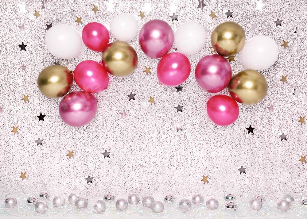 Kate Cake Smash Star Red Balloons Backdrop Designed by Emetselch - Kate Backdrop AU