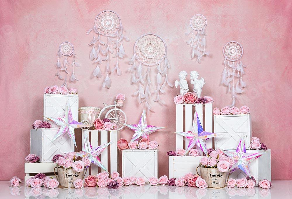 Kate Spring/valentine's Day Pink Boho Backdrop Designed by Emetselch - Kate Backdrop AU