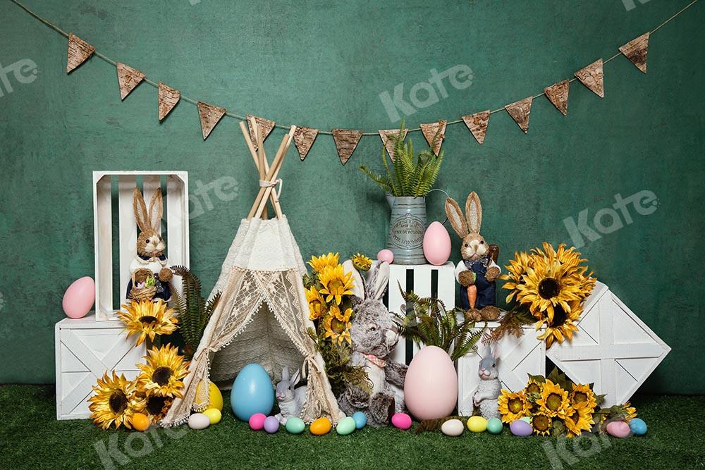 Kate Easter Tent Egg Bunny  Green Backdrop Designed by Emetselch - Kate Backdrop AU