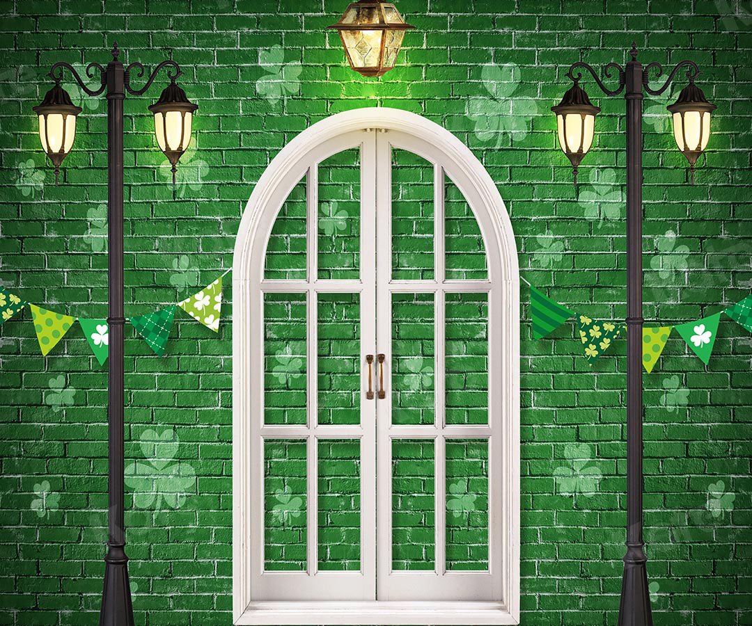 Kate St. Patrick's Day Shamrocks Window Backdrop Designed by Chain Photography - Kate Backdrop AU