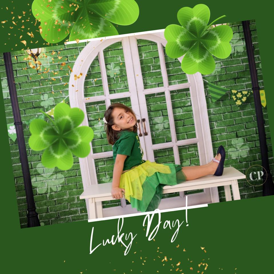 Kate St. Patrick's Day Shamrocks Window Backdrop Designed by Chain Photography