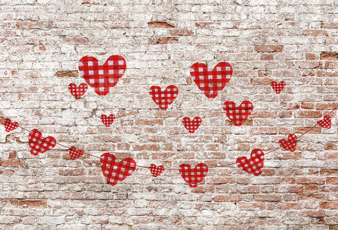 Kate Valentine's Day Hearts Brick Wall Backdrop Designed by Kate Image