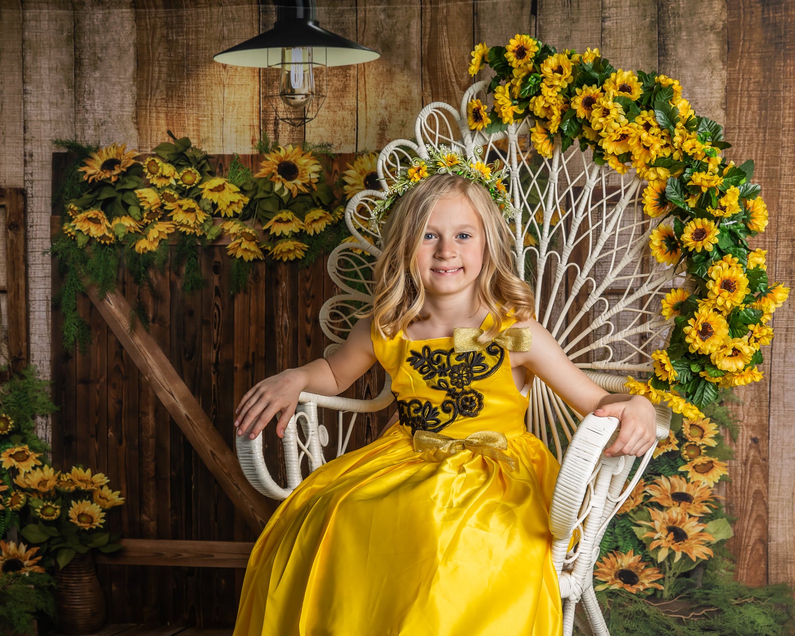 Kate Spring Sunflowers Wood Door Backdrop Designed by Emetselch