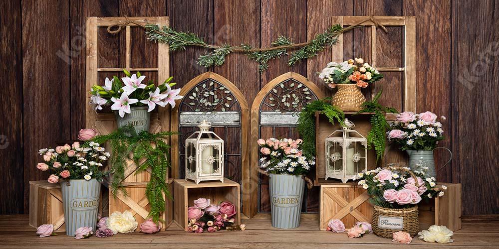 Kate Spring Flower Backdrop Wood Wall Designed by Emetselch - Kate Backdrop AU