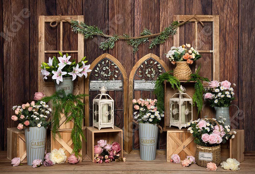 Kate Spring Flower Backdrop Wood Wall Designed by Emetselch - Kate Backdrop AU