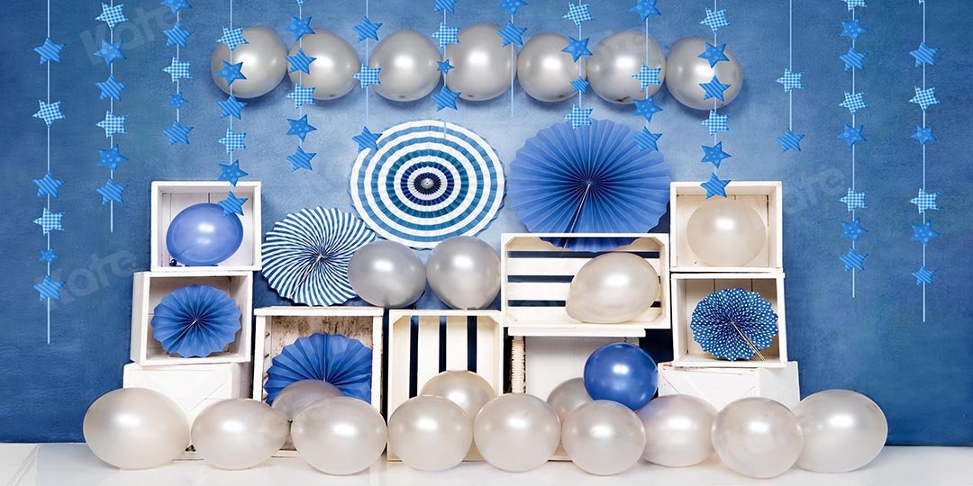 Kate Birthday Blue Balloon Boy Backdrop Designed by Emetselch - Kate Backdrop AU