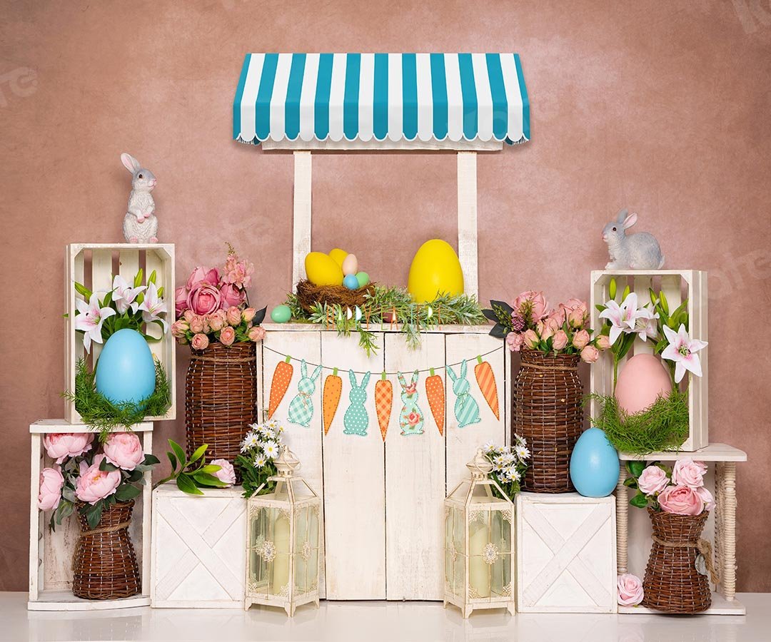 Kate Spring Easter Eggs Bunny Backdrop Flowers Designed by Emetselch