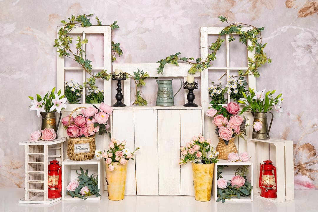 Kate Spring Flowers Pink Florals Backdrop Designed by Emetselch - Kate Backdrop AU