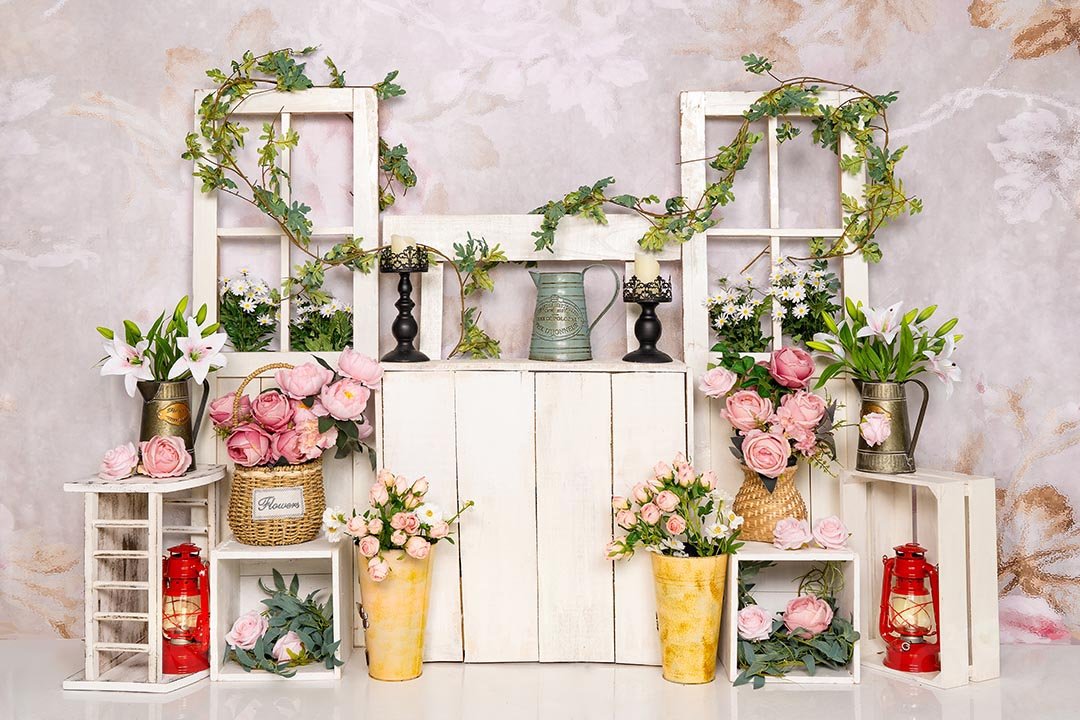 Kate Spring Flowers Pink Florals Backdrop Designed by Emetselch